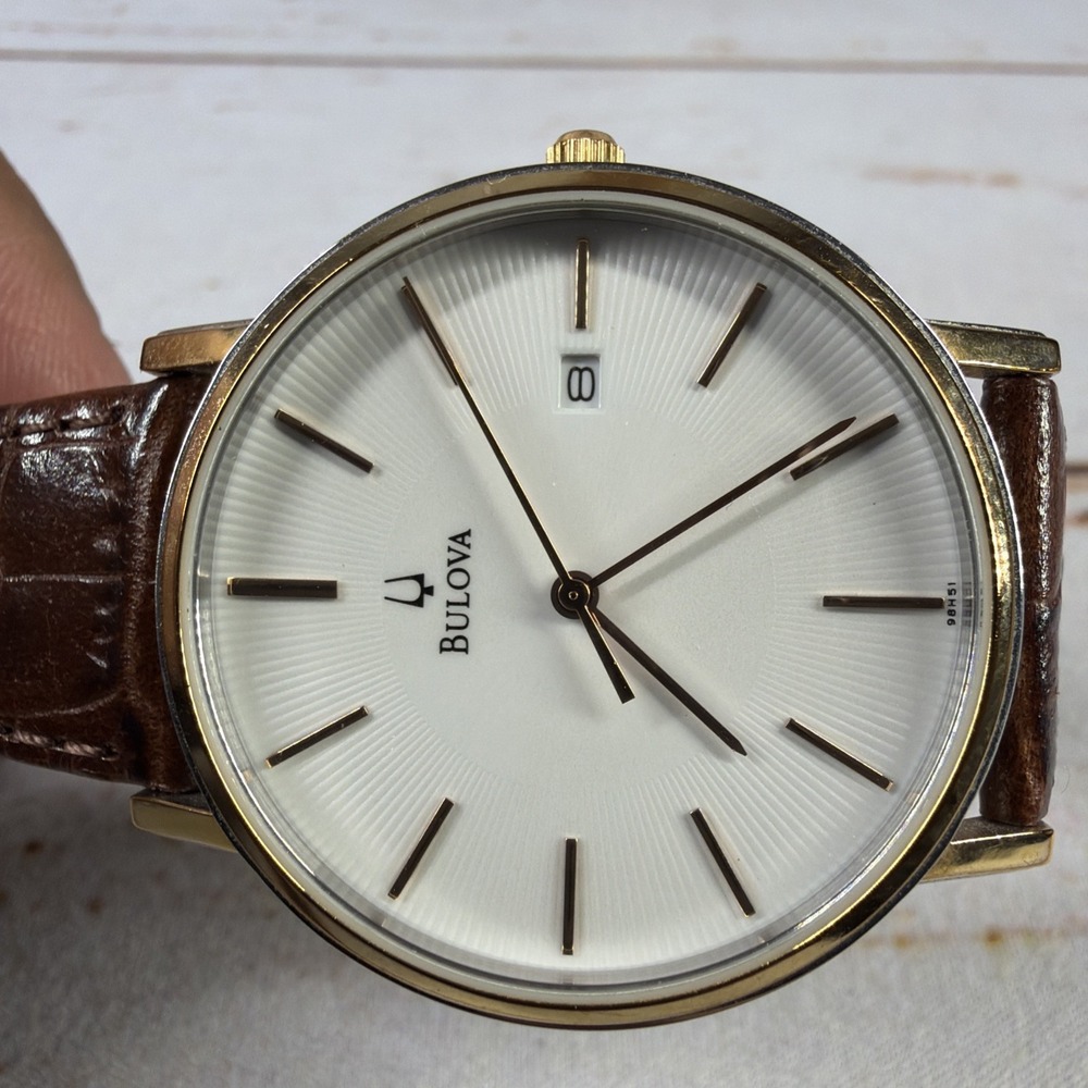 Pre-Owned BULOVA Men's Watch C9331087 Stainless Steel Leather (Needs Battery)